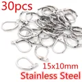 30pcs silver stainless steel lever back earring hooks for DIY jewelry making 15x10mm - Leverback Earring Hook (L4-48)