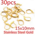 30pcs gold-plated stainless steel earring hooks 15x10mm for DIY jewelry making - Leverback Earring Hook (L5-42)