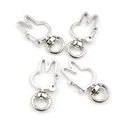 Silver rabbit shaped swivel spring lobster clasps for keychain and DIY accessories - Rabbit / White K/Silver