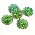 Sparkling green and gold 20mm round resin druzy flatback stones for DIY craft jewelry making - 20mm / AB Green