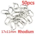 Bulk set of 50pcs 17x11mm rhodium plated leverback earring hooks for DIY jewelry making - Leverback Earring Hook (N5-44)