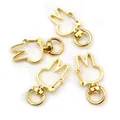 Set of four gold bunny-shaped alloy swivel spring clasps for DIY keychains and bag charms - Rabbit / Gold