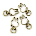 Set of 4 vintage bronze rabbit-shaped swivel keychain lobster clasps for DIY crafts - Rabbit / Antique Bronze
