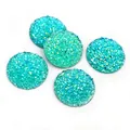 Five-piece set of round mint green resin druzy charms for DIY jewelry making - 20mm / Aqua Blue