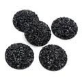 Set of 5 black resin druzy round cabochons with 20mm 25mm textured mineral crystal finish - Black