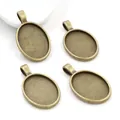 Set of 4 oval 18x25mm antique bronze alloy pendant base trays for DIY jewelry making - Antique Bronze Oval Bezel Tray (C3-04)