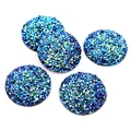 Deep blue 20mm round druzy resin cabochon with aurora glitter for DIY jewelry making - Aurora Deep Blue