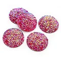 Rose red 20mm round druzy resin cabochon with colorful AB glitter and flat back finish - Rose Red