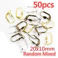 50pcs random mixed lever-back earring hooks in gold and silver for DIY jewelry making - Leverback Earring Hook (With Flower Decor) (Z6-22)