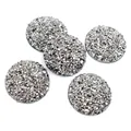 Five pieces of circular silver resin cabochons with sparkling crushed stone texture - Gunmetal