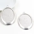Antique silver oval alloy pendant base for DIY jewelry with sparkling glitter texture - Antique Silver