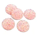 Pink round druzy resin cabochons with sparkling crystal texture for DIY jewelry making - AB Pink