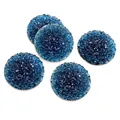 Five dark blue resin rounds featuring sparkling druzy crystal texture for DIY jewelry - Ink Blue
