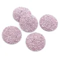 Five light purple round resin sparkling cabochons with glitter mineral cluster texture - Pink Purple