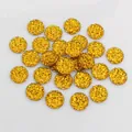 Macro shot of 12mm golden resin pineapple cabochons with faceted druzy surface for DIY crafts - Golden (G7-25)