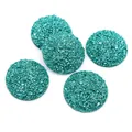 Round 20mm teal resin druzy stones with glittering texture for jewelry making - Dark Green