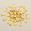 Golden moon charm pendants with yellow enamel finish for DIY jewelry making material - Yellow (E1-32)