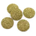 Five round golden druzy resin cabochons with sparkling mineral texture and flat back surface - Gold