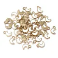 Golden crescent moon pendant with white enamel inlay for DIY jewelry making - White (R7-21)