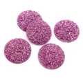 Set of 5 round purple resin cabochons with glitter finish for DIY jewelry making - Purple