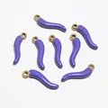 Pack of eight purple and gold stainless steel chili charms for DIY jewelry making - Dark Purple