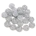 Flat round silver druzy resin cabochon beads for DIY jewelry making and craft decor - S / Silver