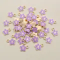Light purple flower charms with gold edges and enamel finish for DIY jewelry - Light Purple Flower (E1-24)