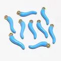 Set of 10 bright blue chili pepper pendants with gold plating for DIY jewelry making - Light Blue