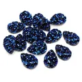 Pierres goutte en résine bleu foncé avec texture de cristal scintillant pour bijoux DIY - 10x14mm / Bleu clair