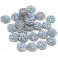 Cabochon tondi in resina glitterata argento iridescente per gioielli fai da te - 8mm / Argento Iridescente