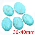 Hemelsblauwe ovale turquoise cabochons met bruine aders voor DIY sieraden, maat 30x40mm - 30x40mm Ovaal