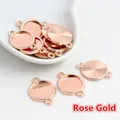 Base de colgante redonda de oro rosa con doble anilla y textura radial trasera - Bucle Doble (8mm) / Rosa oro