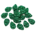 Cabochons en résine goutte vert émeraude avec texture scintillante effet druzy - 10x14mm / Vert Émeraude