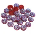 Ciondoli tondi in resina rossa glitterata e paillettes iridescenti viola e blu per DIY - 8 / Rosso Brillante