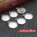 Set de 6 bases de colgante redondas de plata antigua para creación de joyas artesanas - Bucle Simple (10mm) / Plata antigua