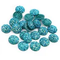 Cabochon rotondi in resina blu pavone glitterata per creazione di gioielli fai-da-te - 8 / Verde Azzurro