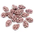 Cabochon goutte d'eau or rose avec surface scintillante en grappes de cristaux - 10x14mm / Or rose