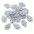 Cabochons en résine druzy goutte d'argent avec paillettes arc-en-ciel pour bijoux - 10x14mm / Argent Irisé