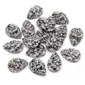 Cabochons druzy argentés en forme de goutte et de cœur avec texture minérale - 10x14mm / Gris Argent