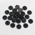 12mm black round resin druzy cabochon with pineapple cut surface for DIY jewelry - Black (G6-26)