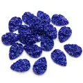 Cabochons en résine goutte bleu foncé avec texture minérale scintillante pour bijoux DIY - 13x18mm / Bleu Électrique