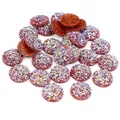Cabochon tondi in resina druzy per gioielli fai da te con finitura viola e arancione - 8mm / Arancione Cangiante