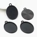 Set of four black matte 18x25mm oval bezel trays for DIY jewelry pendant making - Black Oval Bezel Tray (C1-11)