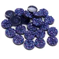 Cabochon tondo in resina druzy blu scuro con glitter viola per creazione gioielli DIY - S / Blu Aurora