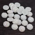 Cabochon tondi in resina druzy bianca scintillante per gioielli fai-da-te - 8mm (0.13g/Pezzo) / Bianco cangiante
