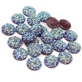 Cabochon in resina druzy con glitter cangianti blu e viola per gioielli fai-da-te - 8mm (0.13g/Pezzo) / Blu Viola Magico