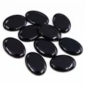 Polished black oval resin gemstone cabochons for DIY jewelry making and crafts - Black Style (G7-03)
