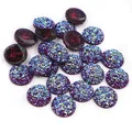 Cabochon tondi in resina druzy viola e rossa per accessori per la creazione di gioielli - 8mm / Viola fantasia