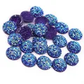 Mix di cabochon druzy tondi in resina da 8-12mm con glitter per creazione gioielli fai-da-te - 8mm / Viola Scuro Cangiante