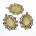 Supports de pendentif ovales en bronze antique avec dentelle pour bijoux DIY - Bronze Hollow Lace Tray (A5-18)